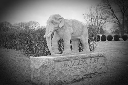 cryptids-of-the-world:Showmen’s Rest is a haunted part of Woodlawn Cemetery in Illinois. Showmen’s R