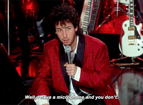 Hey buddy, I’m not paying you to hear your thoughts on life. I’m paying you to sing! #the wedding singer #adam sandler#robbie hart#adamsandleredit#userbbelcher#chewieblog#filmtv#cinemapix#fyeahmovies#moviegifs#filmedit#filmgifs#throwbackblr#cowboycoven2#dailytvfilmgifs#90s movies#tvbee#myedits #happy birthday to me :)  #at this moment too many years ago to mention i was grabbed feet first from my mothers womb  #microphone in hand #l;sdkjflkdfjg