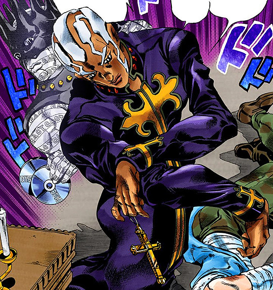 JJBA City Hall」 — Pucci and Whitesnake pose in Episode 09 - anime vs