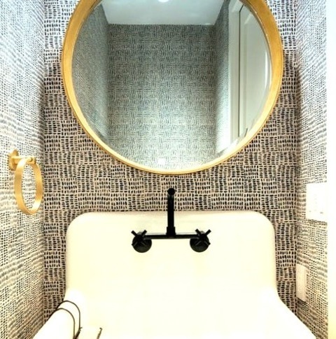Powder Room In San FranciscoInspiration For A Wall-mount Sink And Black Walls In A Transitional Powder