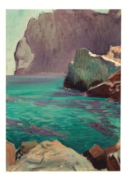 amare-habeo:      Joaquín Sorolla (Spanish,  1863 – 1923)   Cala de San Vicente, Mallorca, 1919 Oil on canvas, 72.5 x 51.5 cm 