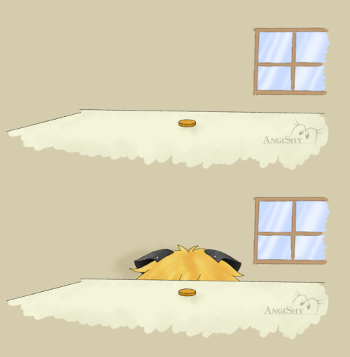 angishy:    That cat thing when cats see a little object when peeking from somewhere and then stealing it… well done, Cat noir, have the coin!  Art © AngiShy/meOriginal post: http://fav.me/da4qdl9