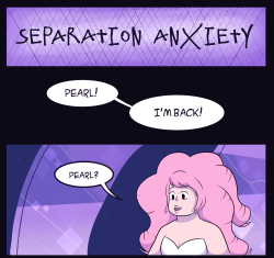 shrineheart:  I like to imagine that, given what we’ve learned about Pearls from the recent episode, young Pearl might have had some separation anxiety when Rose would leave. Of course this manifested in the silliest comic.  For those that don’t