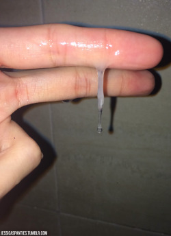 jessicaspanties:  I’m so “juicy” today haha just look at this sucker dripping off my fingers. Anyone wanna help suck clean my fingers? Pun intended!