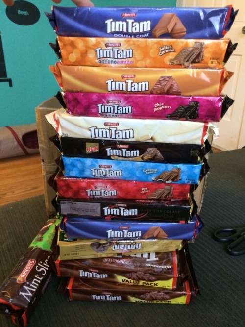 AhhhhHHHH fans sent TIM TAMS!! SO MANY TIM TAMS!!!!!!