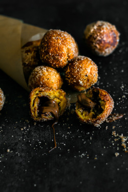 foodiebliss:Nutella Stuffed Pumpkin Churro BitesSource: Thyme To Eat     Gather around the bonfire,Sit for hot chocolate and,Come get your autumn fix     oh my
