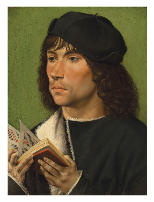 Burgundian Master - Portrait of a man holding a prayer book, circa 1480 / price realized: 