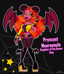 princesscallyie:  Decided to draw out Monster High Succubus Prinny from that ask I got. Her monster name is Pryncyst Mooresouls, and she’s from a wealthy demon family that has collected and captured a ton of souls through the generations. dA link Art