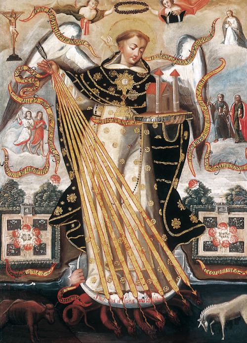 speciesbarocus:Thomas Aquinas, Protector of the University of Cusco (c. 1690).