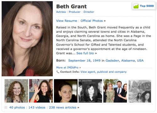 I&rsquo;m so sorry, Beth Grant. You have 170 IMDb credits and I still always call you &ldquo