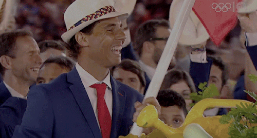 sashosasho:Rafael Nadal as a flag bearer for Spain at the 2016 Rio Summer Olympics Opening ceremony