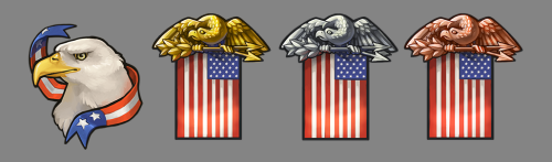 Badges that I created for Veterans Day weekend in Empire Z.Art is © Ember Entertainment