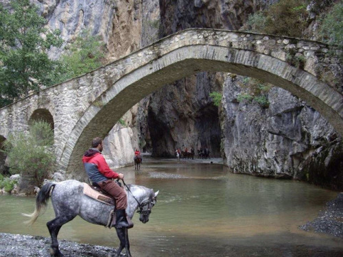 Horse riding in Portitsa canyon of Grevená, Greece