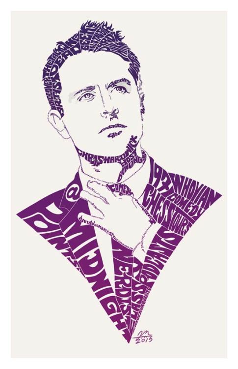 Celebrity typography portraits by Josh Mirman.Featured in Gallery 1988!
