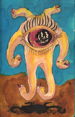  Beholders drawn by Matt Bernson. Ink &amp; watercolor on paper,  5&quot;x8&quot; 