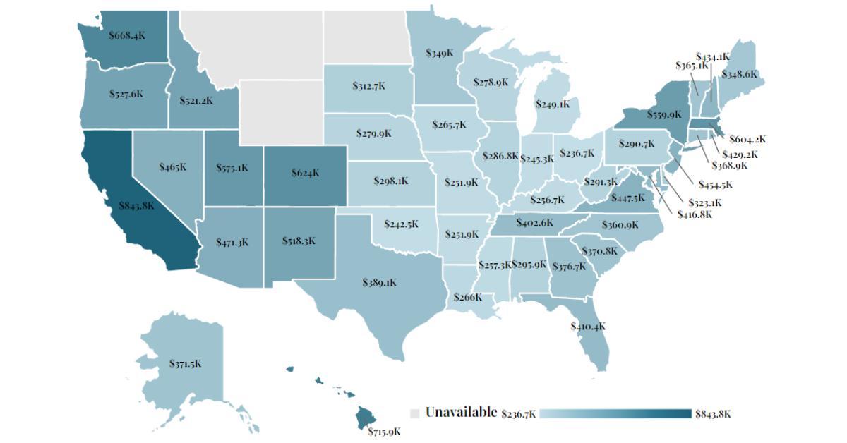 Median Home Price By State 2023 Maps On The Web