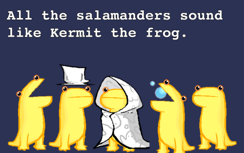 homestuckfluffcanons: “All the salamanders sound like Kermit the frog.” pokemaster22&nbs