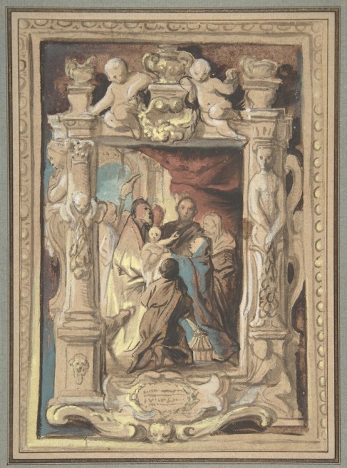 met-drawings-prints:The Presentation in the Temple, with a Design for a Sculpted Frame by Jacob Jord