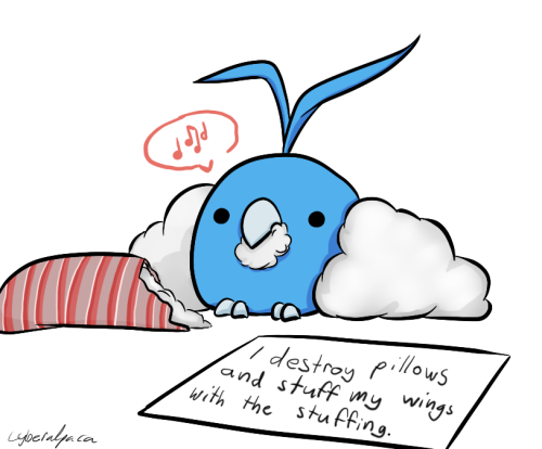 cyberalpaca:  you silly Swablu, pillows are for sleeping 