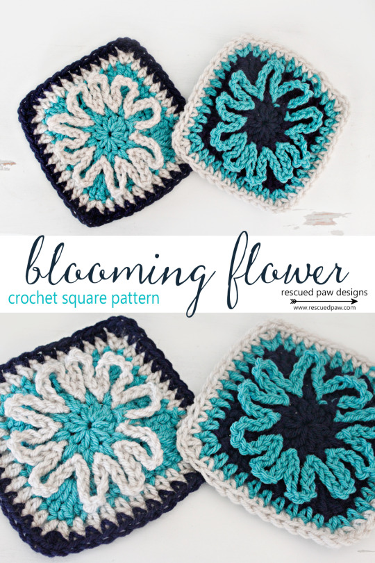 Blooming Flower Crochet Square Pattern : Rescued Paw Designs