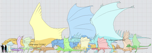 olessan-lokenosse:It’s done!A comparison of the average size dragon of each breed against each