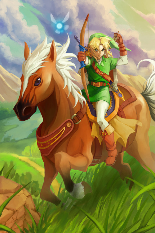 terranoie:  Link and Epona! Will be made as a print in the future. It was my first time drawing/painting a horse too haha!