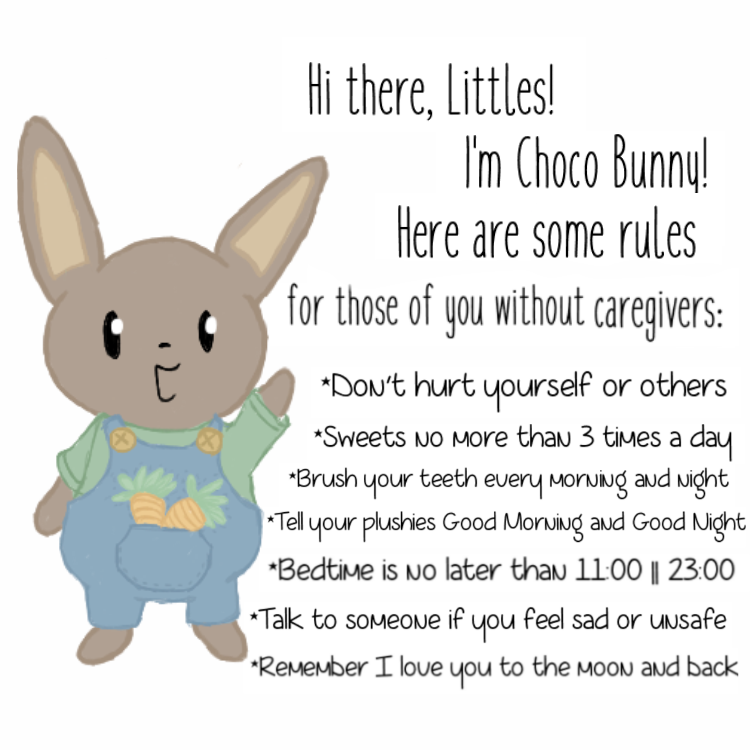 littlest-bear: Choco Bunny’s Rules for Littles without Caregivers  ● Don’t