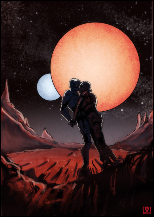 spacealtie:OK, so, er… this is supposed to be Kaidan and Shepard. Yep. Always felt that the landscap
