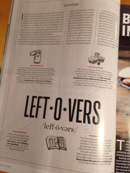 Reading @saveurmag this morning.. The entomology of the word leftovers, circa 1882.