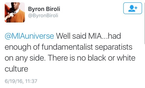 [Tweets by M.I.A:First tweet: “@MIAUniverse Well said MIA…had enough of fundamentalist separa