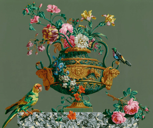 Vase à perroquet - papier peint - Manufacture Hartmann Risler et Cie - 1800 - via Gallica