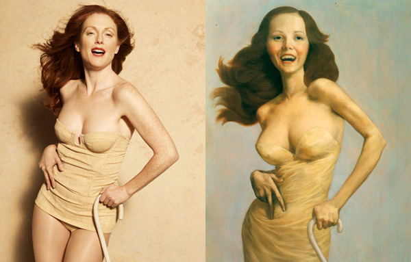 aleworldaddict:Julianne Moore as Famous Works of Art by Peter Lindbergh for Harper’s