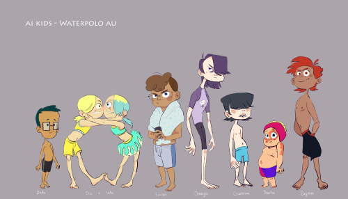 lifeguard and waterpolo rvb au character designs