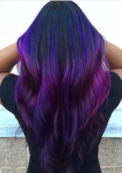 blue pink and purple ombre hair