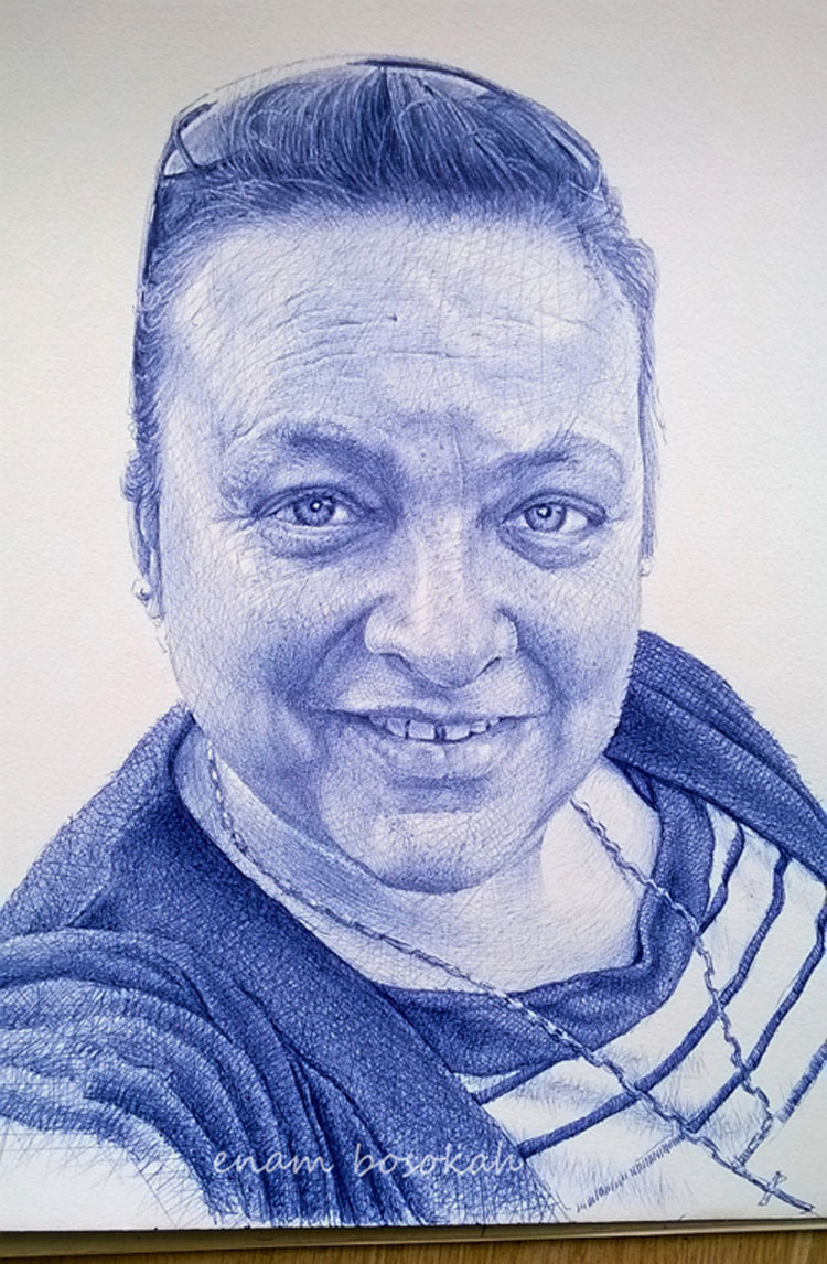 Retratos hiperrealistas hechos sólo con un bolígrafo. Impresionante!