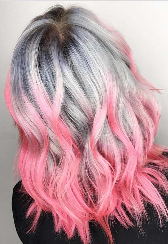 Hair Chalk — love the combination of gray and pink hues