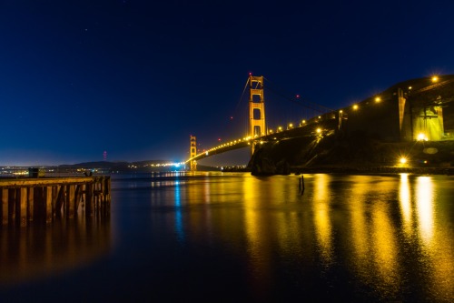 Night falls over San Francisco