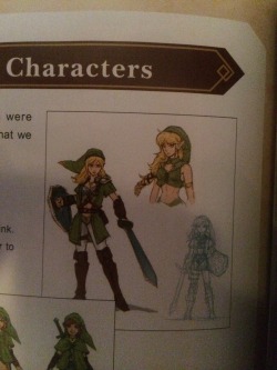 rikakuuma:  Can we all take a moment to appreciate that Hyrule Warriors almost had a badass female version of Link named Linkle? Pictures taken from the official game guide, btw. It has an art section.