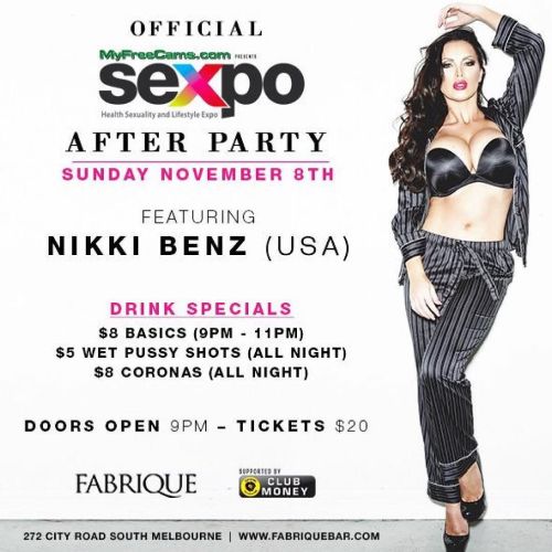 I’ll be at the official Sexpo after party! #Australia #Sexpo #BenzMafia by nikkibenz