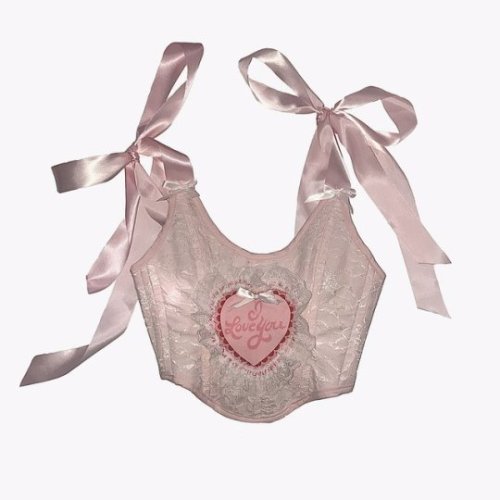 bebemoon:‘i love you baby pink lace corset’ .