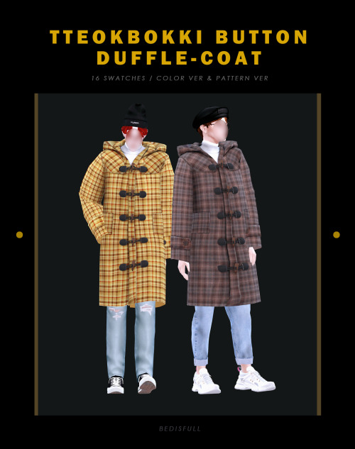 dearkims:bedisfull: BED_TS4 M Tteokbokki button duffle-coat Download (early access / 2021.Apr.0