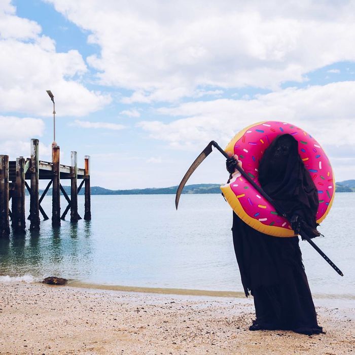 archiemcphee:  Meet The Swim Reaper, death taking an extended holiday on the beaches