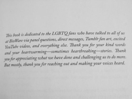 magic-in-every-book:Dedication in the book Dragon Age: The Masked Empire by Patrick WeekesBioware ge