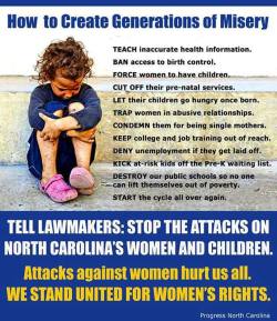 recall-all-republicans:  youngprogressivevoices:  Attacks against women hurt us all. We stand united for women’s rights.  Republicans in North Carolina and all over the USA are doing this. Vote. Them. Out. 