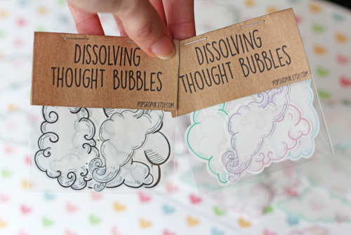hellishwitch:stimmyelliot:selfcareshop:These thought bubbles melt away completely in water. Write on