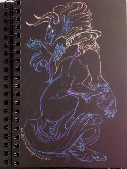 pallanophblargh:  Neon Aldebaran!  Colored lead in Strathmore black sketchbook. Might do more with this when I have time?