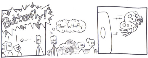 teechcartoon:Today’s Teech: How I feel the poor butterfly feels as the kids chase it around the play