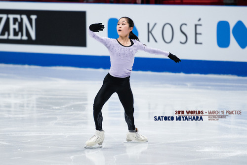 Satoko Miyahara in practice on Monday, first day of 2018 World Figure Skating Championships in Milan