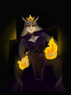 grimlock-king:  laureldraws:  colored in this pic of evil queen toriel &gt;}:)  Wow I think I’m in love   my queen~ &lt;3 &lt;3 &lt;3