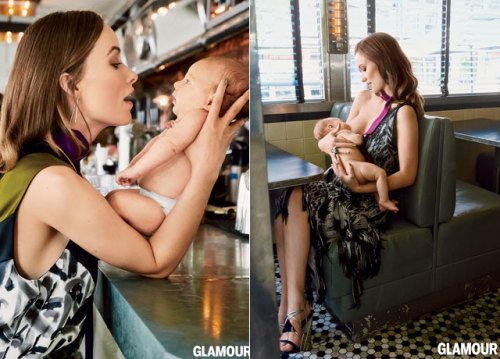 housewifeswag:  soursw8:  zubat:  Olivia Wilde breastfeeds son Otis in Glamour September issue. “Olivia Wilde, who gave birth to baby Otis in April, was photographed wearing dresses from Lanvin, Prada and Louis Vuitton while breastfeeding her son